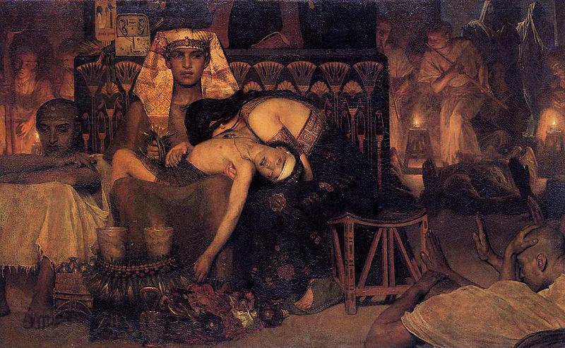 Sir Lawrence Alma-Tadema,OM.RA,RWS Death of the Pharaoh's firstborn son Norge oil painting art